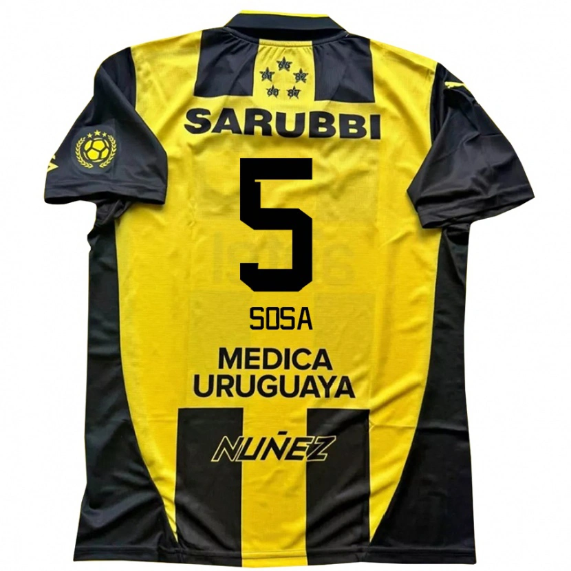Danxen Mænd Ignacio Sosa #5 Sort Gul Hjemmebane Spillertrøjer 2025/26 Trøje T-Shirt
