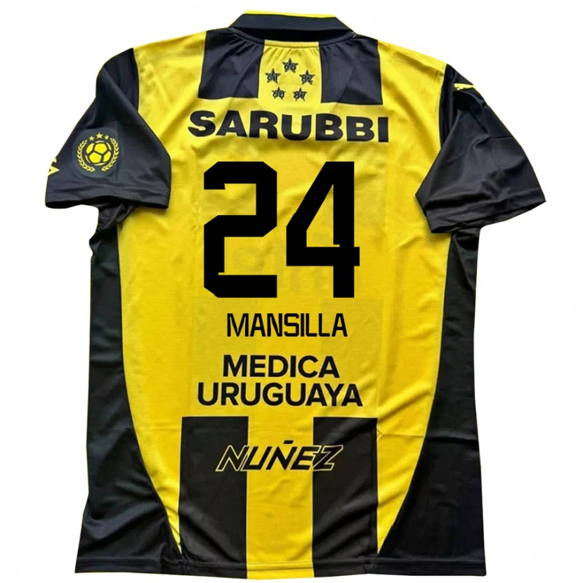 Danxen Mænd Brian Mansilla #24 Sort Gul Hjemmebane Spillertrøjer 2025/26 Trøje T-Shirt
