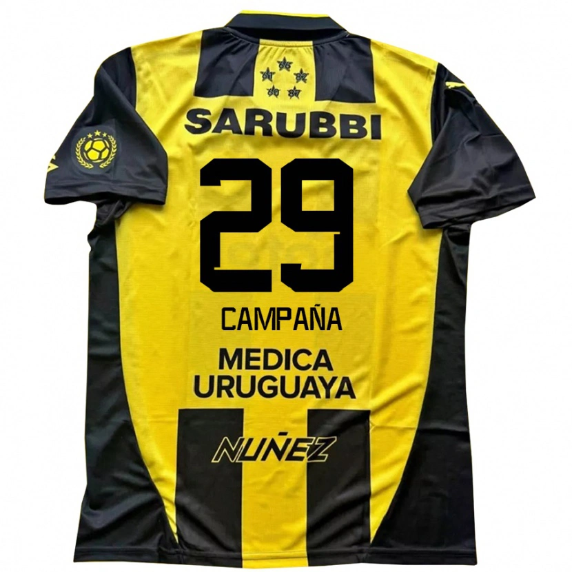 Danxen Mænd Martín Campaña #29 Sort Gul Hjemmebane Spillertrøjer 2025/26 Trøje T-Shirt