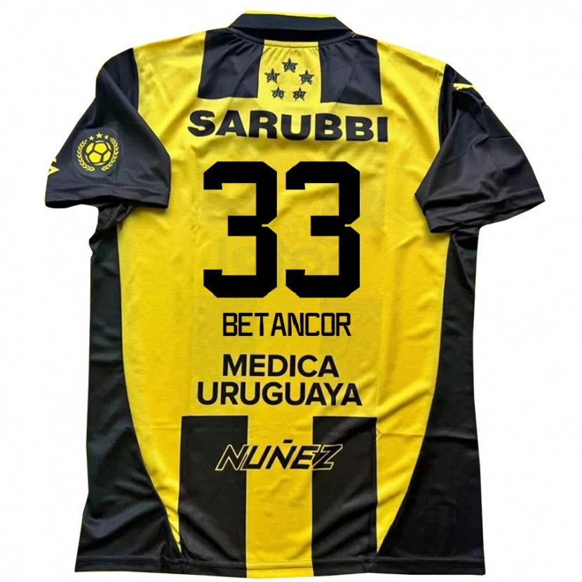 Danxen Mænd Bruno Betancor #33 Sort Gul Hjemmebane Spillertrøjer 2025/26 Trøje T-Shirt