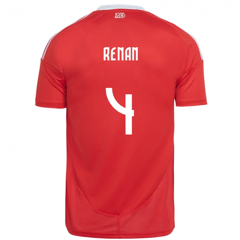 Danxen Mænd Robert Renan #4 Hvid Rød Hjemmebane Spillertrøjer 2025/26 Trøje T-Shirt