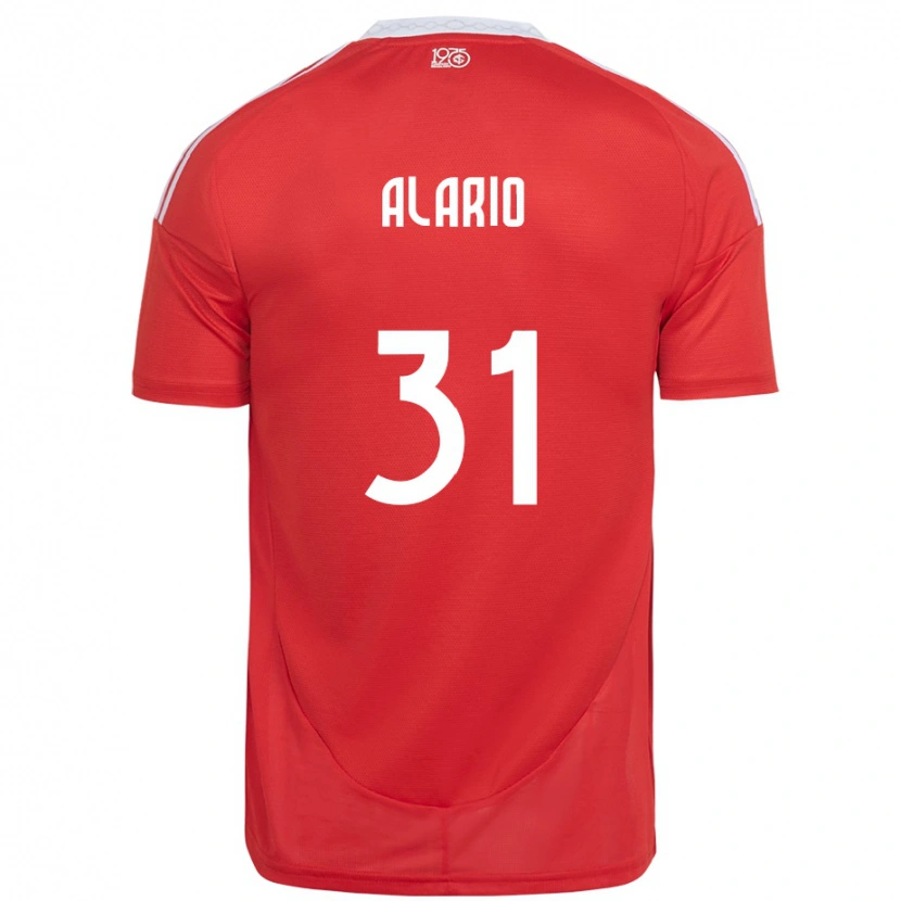 Danxen Mænd Lucas Alario #31 Hvid Rød Hjemmebane Spillertrøjer 2025/26 Trøje T-Shirt