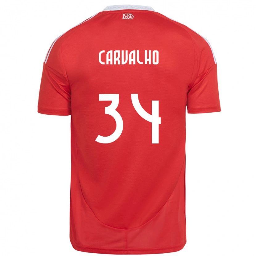 Danxen Mænd Gabriel Carvalho #34 Hvid Rød Hjemmebane Spillertrøjer 2025/26 Trøje T-Shirt