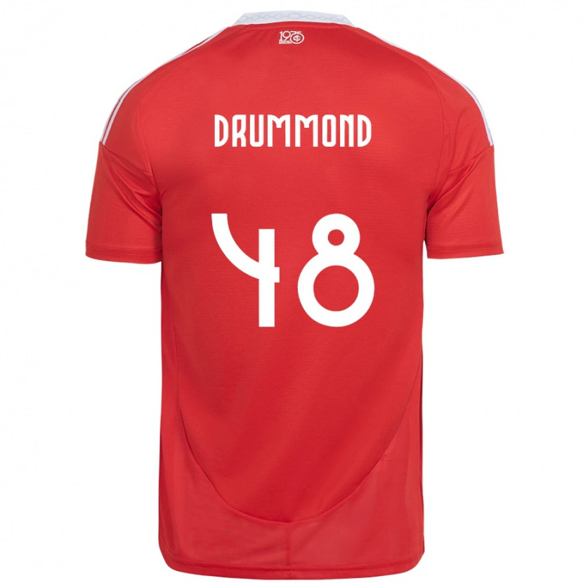 Danxen Mænd Lucca Drummond #48 Hvid Rød Hjemmebane Spillertrøjer 2025/26 Trøje T-Shirt