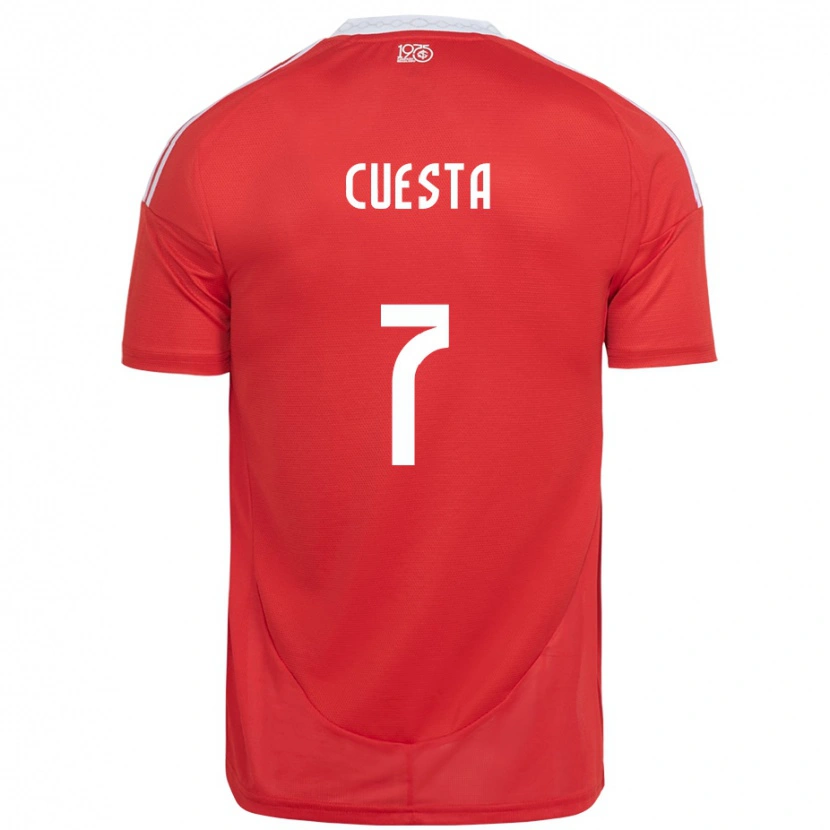 Danxen Mænd Juan Manuel Cuesta #7 Hvid Rød Hjemmebane Spillertrøjer 2025/26 Trøje T-Shirt