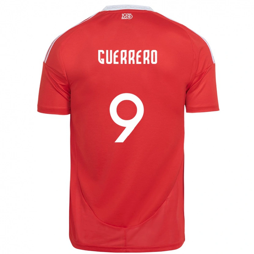Danxen Mænd Paolo Guerrero #9 Hvid Rød Hjemmebane Spillertrøjer 2025/26 Trøje T-Shirt