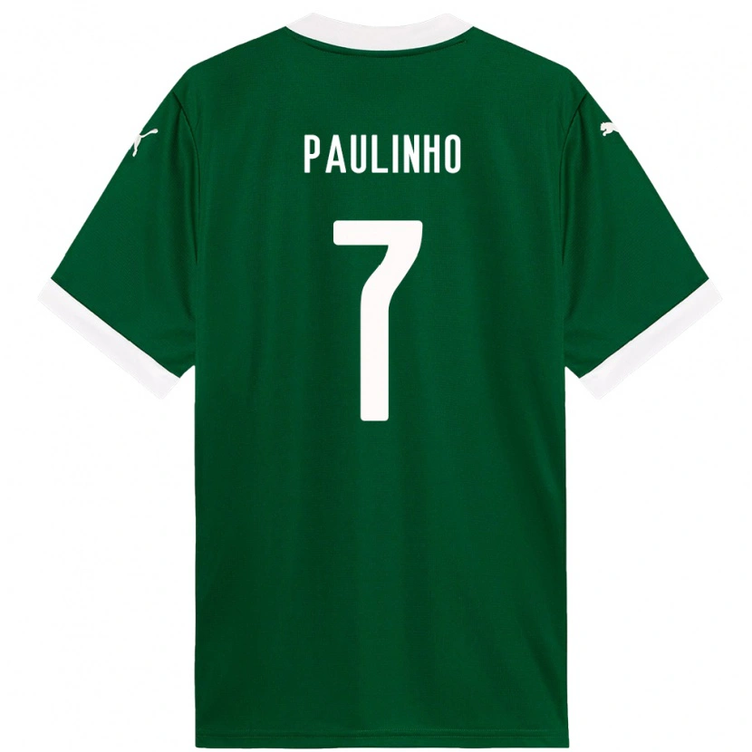Danxen Mænd Paulinho #7 Hvid Grøn Hjemmebane Spillertrøjer 2025/26 Trøje T-Shirt