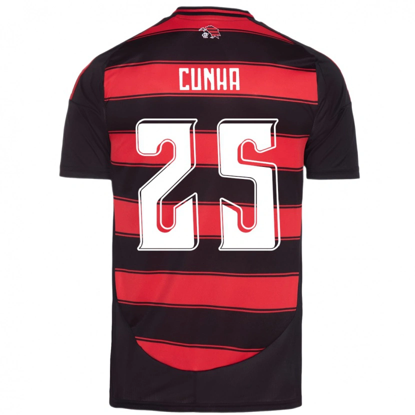 Danxen Mænd Matheus Cunha #25 Hvid Rød Hjemmebane Spillertrøjer 2025/26 Trøje T-Shirt