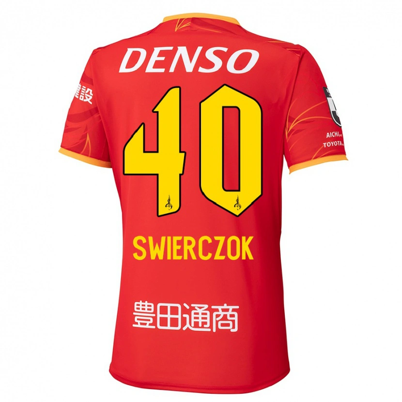 Danxen Mænd Jakub Swierczok #40 Hvid Rød Hjemmebane Spillertrøjer 2025/26 Trøje T-Shirt