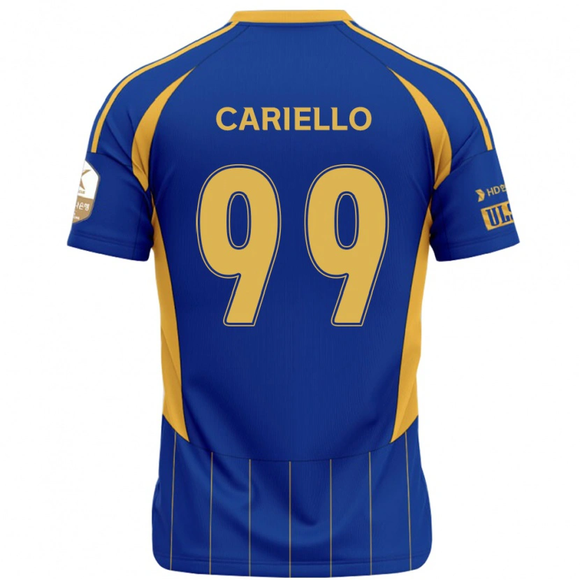 Danxen Mænd Yago Cariello #99 Hvid Himmelblå Hjemmebane Spillertrøjer 2025/26 Trøje T-Shirt