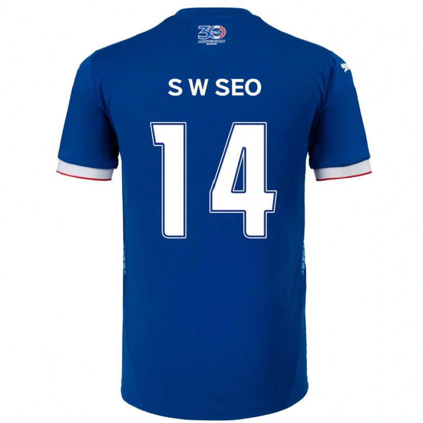 Danxen Mænd Woo-Seong Seo #14 Hvid Royal Blå Hjemmebane Spillertrøjer 2025/26 Trøje T-Shirt
