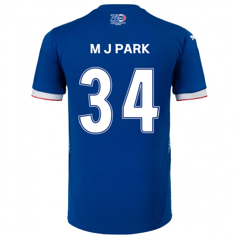 Danxen Mænd Ji-Min Park #34 Hvid Royal Blå Hjemmebane Spillertrøjer 2025/26 Trøje T-Shirt