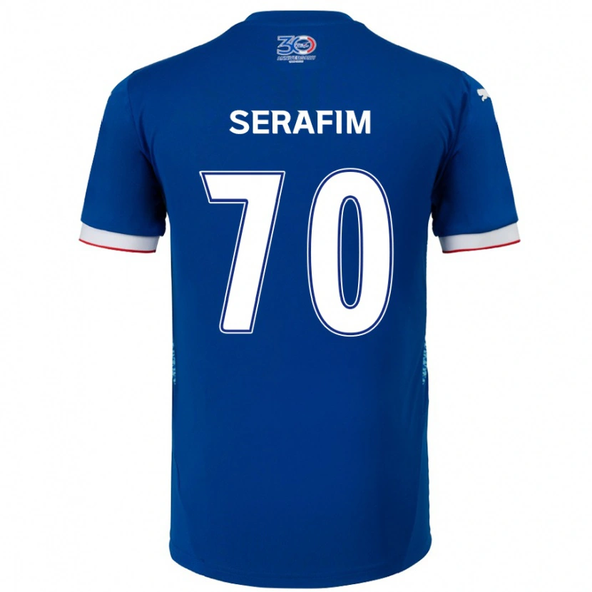 Danxen Mænd Matheus Serafim #70 Hvid Royal Blå Hjemmebane Spillertrøjer 2025/26 Trøje T-Shirt