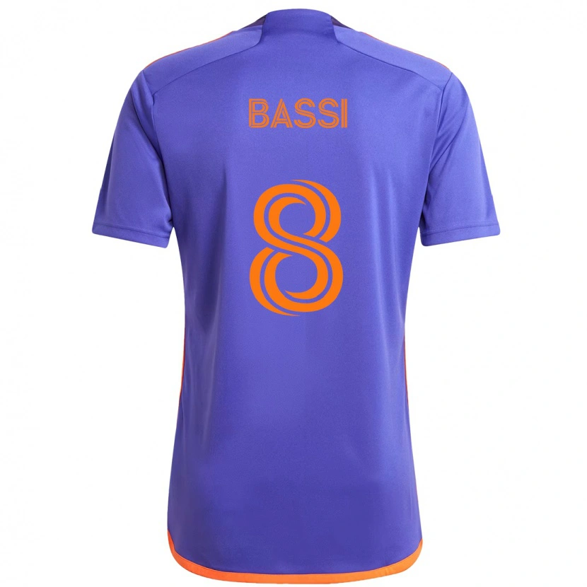 Danxen Mænd Amine Bassi #8 Orange Hvid Udebane Spillertrøjer 2025/26 Trøje T-Shirt