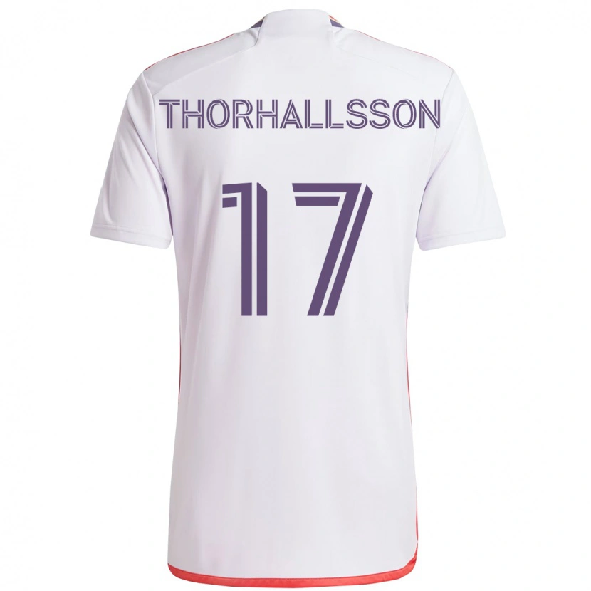 Danxen Mænd Dagur Dan Thórhallsson #17 Lilla Hvid Udebane Spillertrøjer 2025/26 Trøje T-Shirt