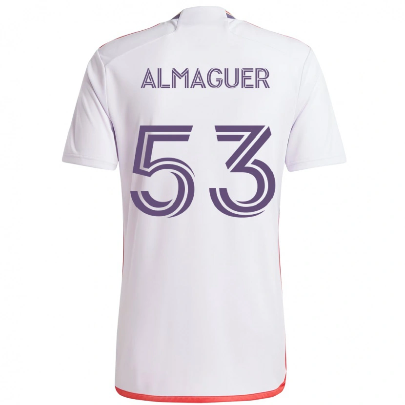 Danxen Mænd Jorge Almaguer #53 Lilla Hvid Udebane Spillertrøjer 2025/26 Trøje T-Shirt