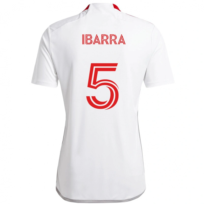 Danxen Mænd Franco Ibarra #5 Rød Hvid Udebane Spillertrøjer 2025/26 Trøje T-Shirt