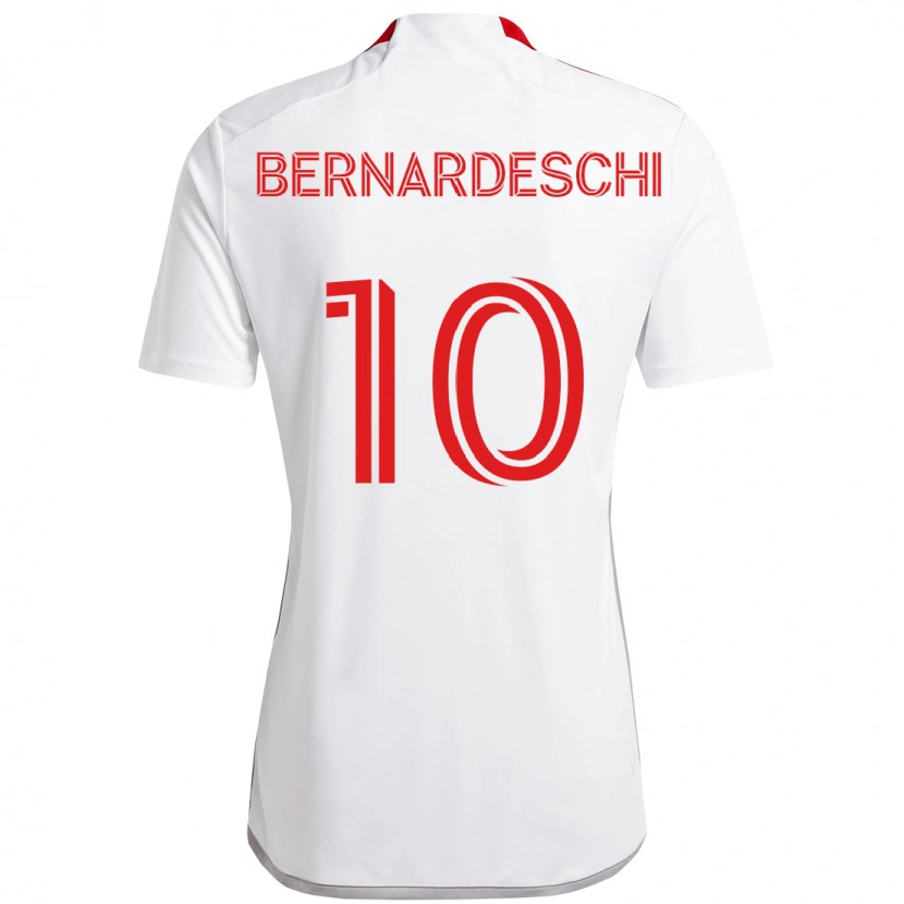 Danxen Mænd Federico Bernardeschi #10 Rød Hvid Udebane Spillertrøjer 2025/26 Trøje T-Shirt