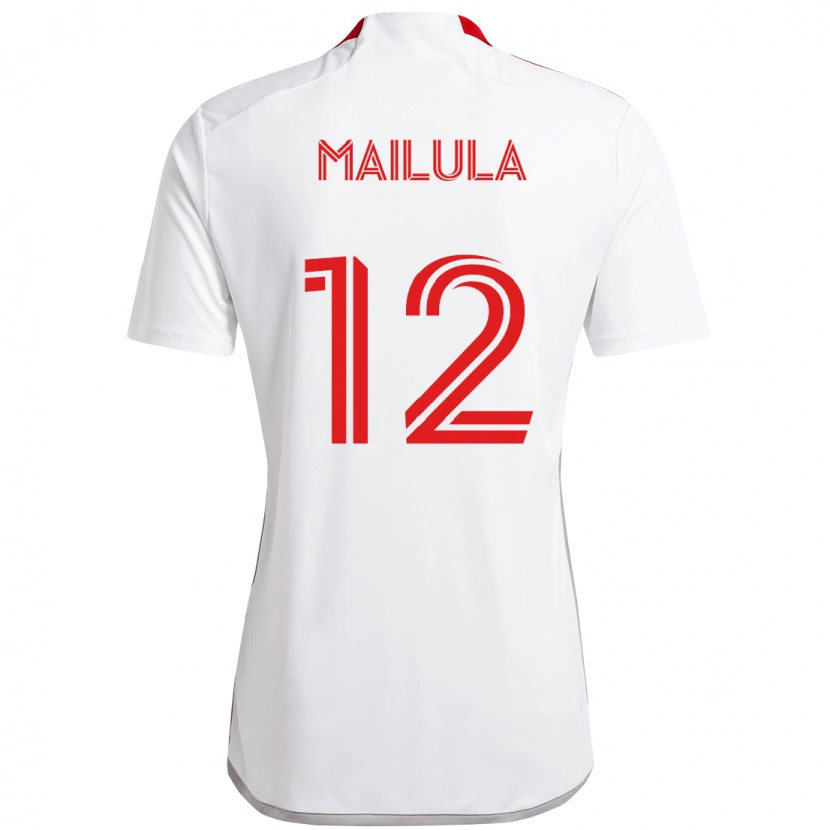 Danxen Mænd Cassius Mailula #12 Rød Hvid Udebane Spillertrøjer 2025/26 Trøje T-Shirt