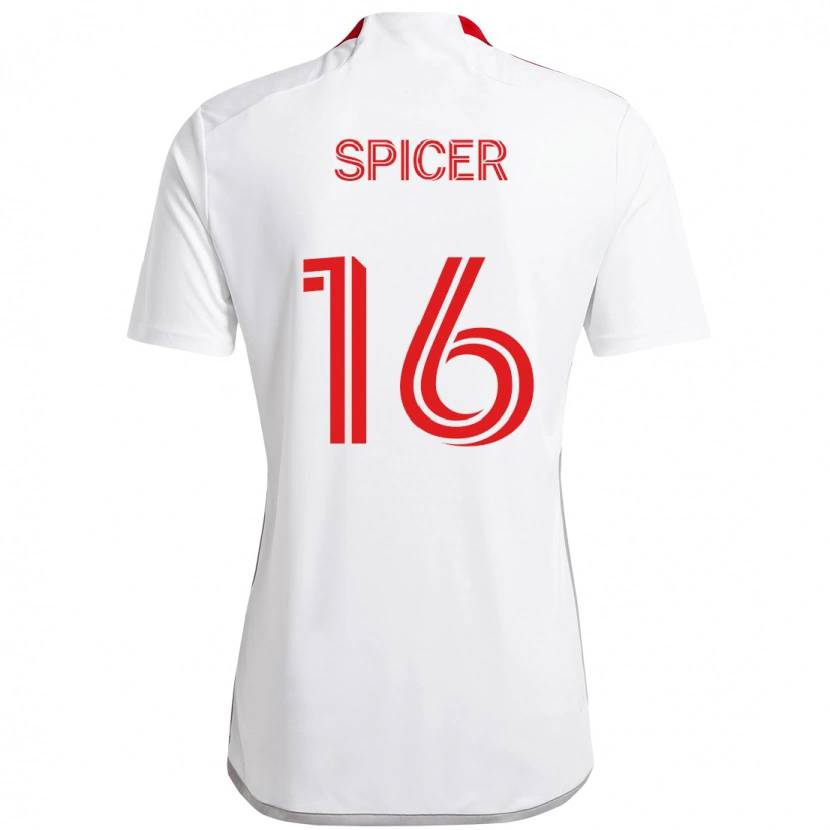 Danxen Mænd Tyrese Spicer #16 Rød Hvid Udebane Spillertrøjer 2025/26 Trøje T-Shirt