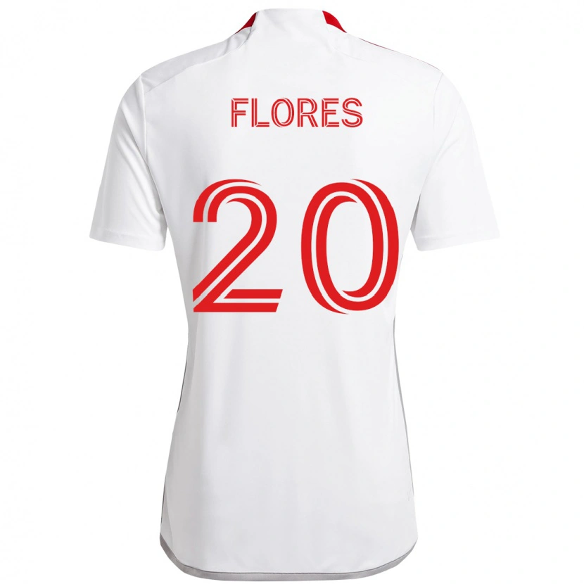 Danxen Mænd Deybi Flores #20 Rød Hvid Udebane Spillertrøjer 2025/26 Trøje T-Shirt