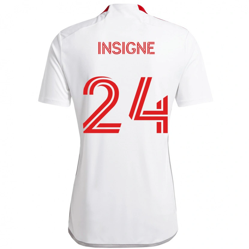 Danxen Mænd Lorenzo Insigne #24 Rød Hvid Udebane Spillertrøjer 2025/26 Trøje T-Shirt