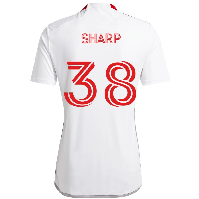 Danxen Mænd Charlie Sharp #38 Rød Hvid Udebane Spillertrøjer 2025/26 Trøje T-Shirt