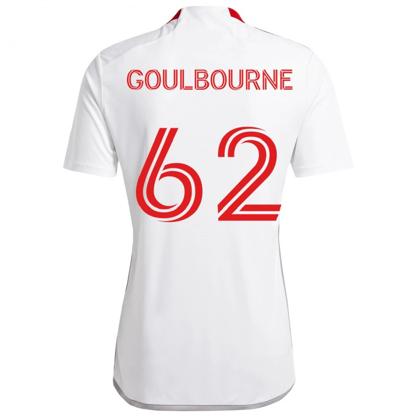 Danxen Mænd Rohan Goulbourne #62 Rød Hvid Udebane Spillertrøjer 2025/26 Trøje T-Shirt