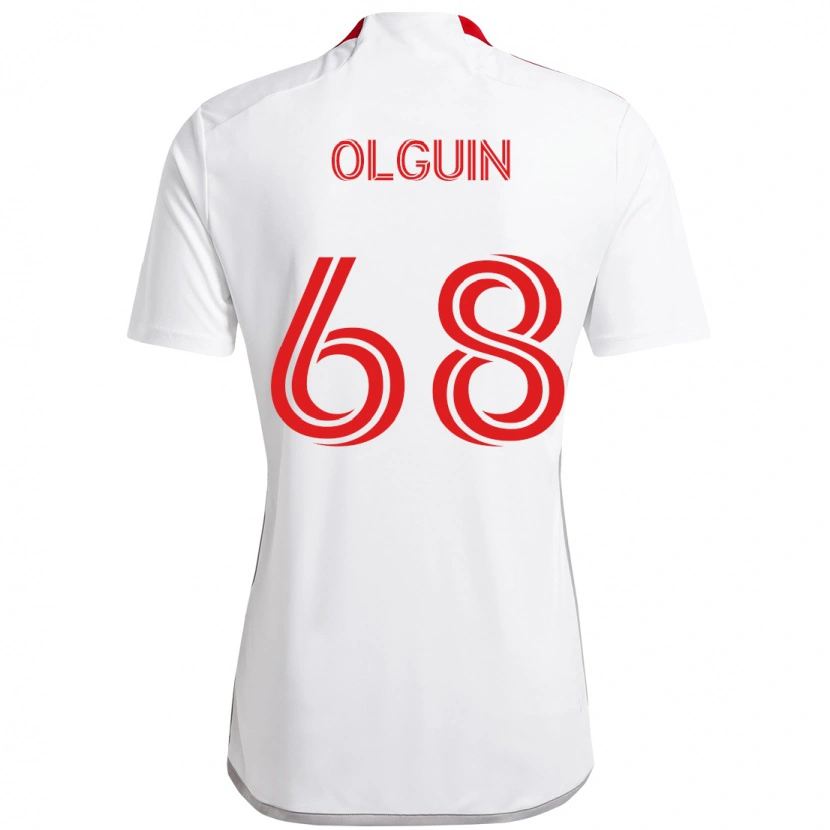Danxen Mænd Lucas Olguin #68 Rød Hvid Udebane Spillertrøjer 2025/26 Trøje T-Shirt