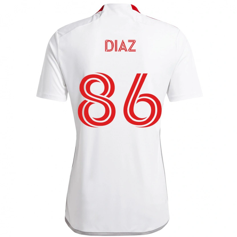Danxen Mænd Alec Díaz #86 Rød Hvid Udebane Spillertrøjer 2025/26 Trøje T-Shirt