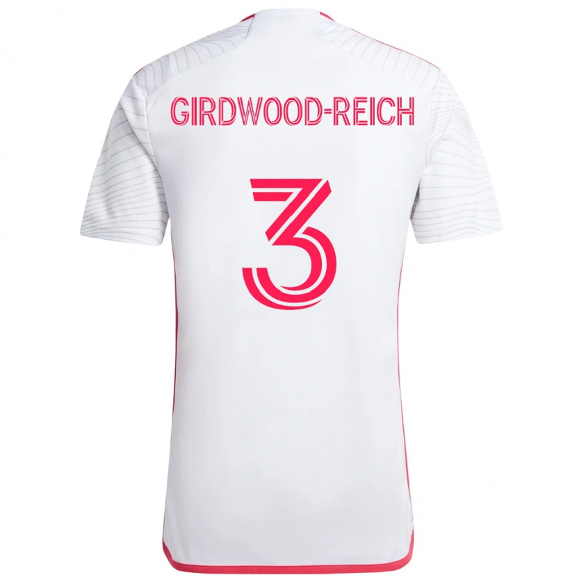 Danxen Mænd Jake Girdwood-Reich #3 Magenta Hvid Udebane Spillertrøjer 2025/26 Trøje T-Shirt