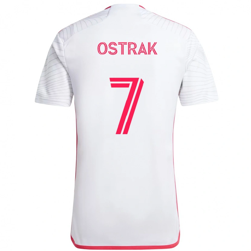 Danxen Mænd Tomas Ostrak #7 Magenta Hvid Udebane Spillertrøjer 2025/26 Trøje T-Shirt