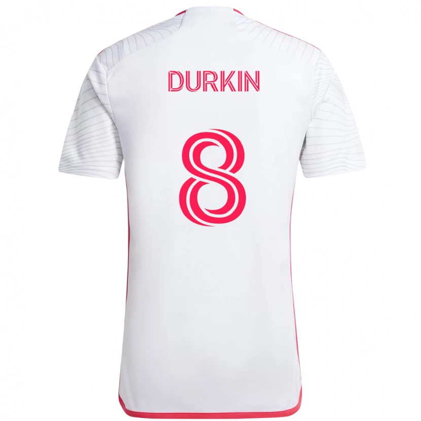 Danxen Mænd Chris Durkin #8 Magenta Hvid Udebane Spillertrøjer 2025/26 Trøje T-Shirt