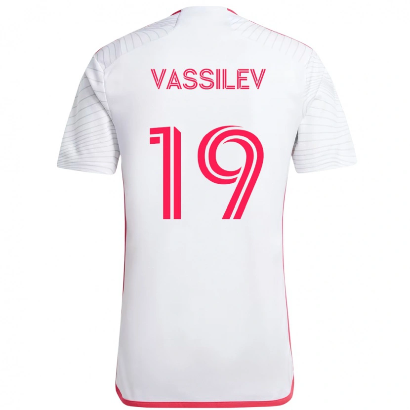 Danxen Mænd Indiana Vassilev #19 Magenta Hvid Udebane Spillertrøjer 2025/26 Trøje T-Shirt