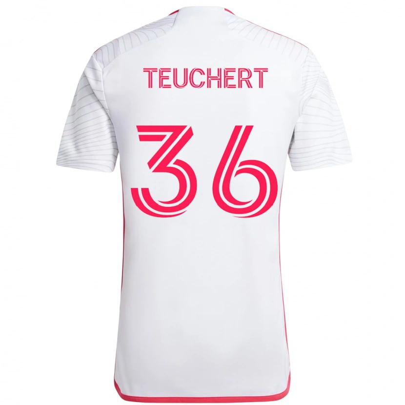 Danxen Mænd Cedric Teuchert #36 Magenta Hvid Udebane Spillertrøjer 2025/26 Trøje T-Shirt