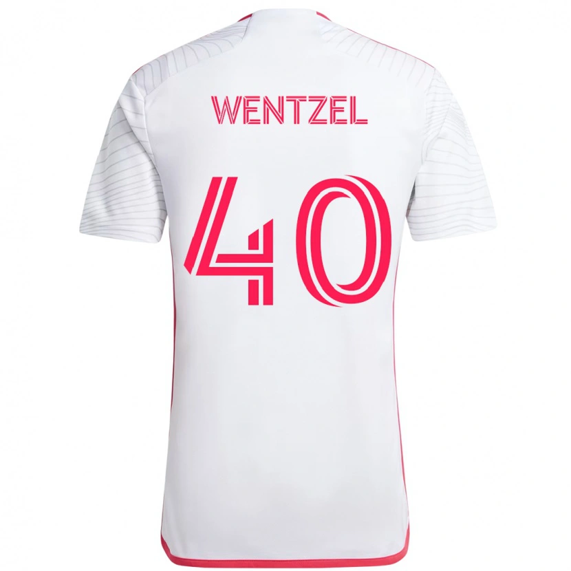 Danxen Mænd Michael Wentzel #40 Magenta Hvid Udebane Spillertrøjer 2025/26 Trøje T-Shirt