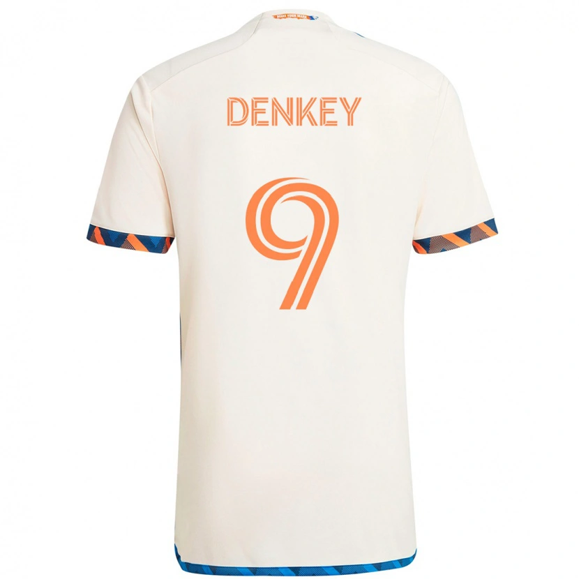 Danxen Mænd Kévin Denkey #9 Mørkeblå Orange Udebane Spillertrøjer 2025/26 Trøje T-Shirt