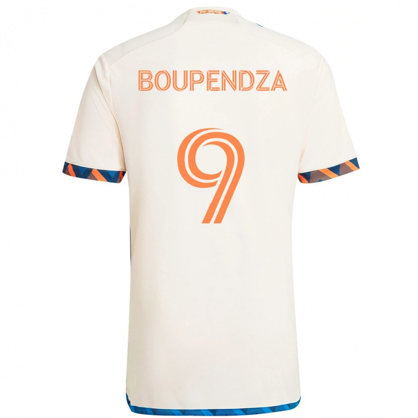Danxen Mænd Aaron Boupendza #9 Mørkeblå Orange Udebane Spillertrøjer 2025/26 Trøje T-Shirt