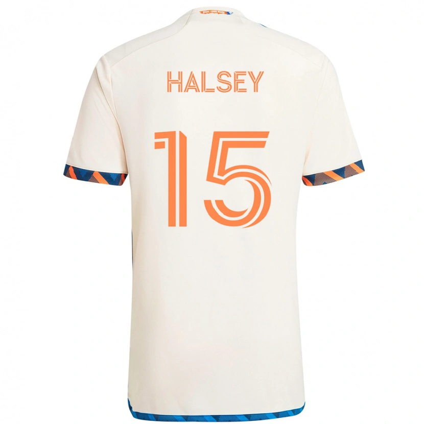 Danxen Mænd Bret Halsey #15 Mørkeblå Orange Udebane Spillertrøjer 2025/26 Trøje T-Shirt