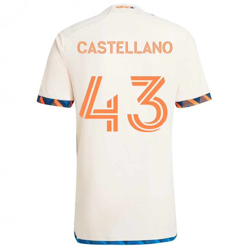 Danxen Mænd Jesús Castellano #43 Mørkeblå Orange Udebane Spillertrøjer 2025/26 Trøje T-Shirt