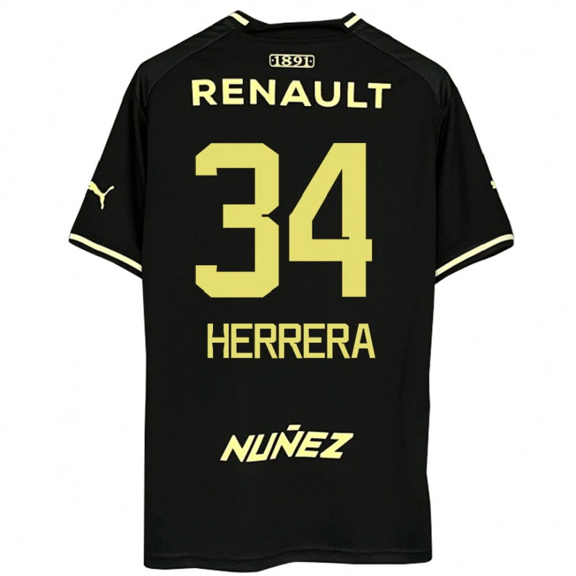 Danxen Mænd Nahuel Herrera #34 Gul Sort Udebane Spillertrøjer 2025/26 Trøje T-Shirt