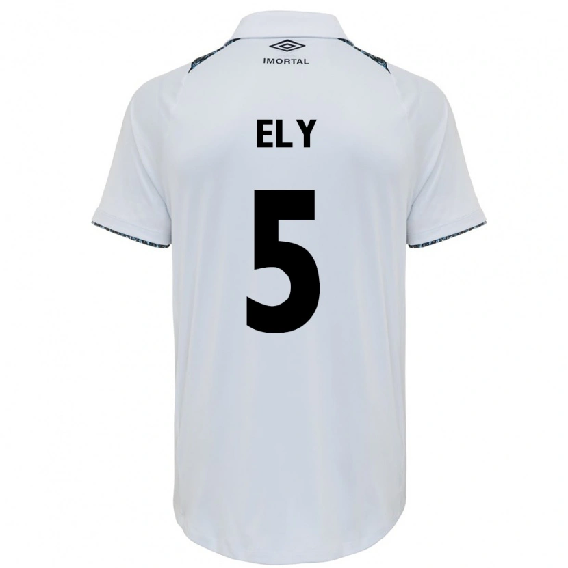 Danxen Mænd Rodrigo Ely #5 Hvid Blå Udebane Spillertrøjer 2025/26 Trøje T-Shirt