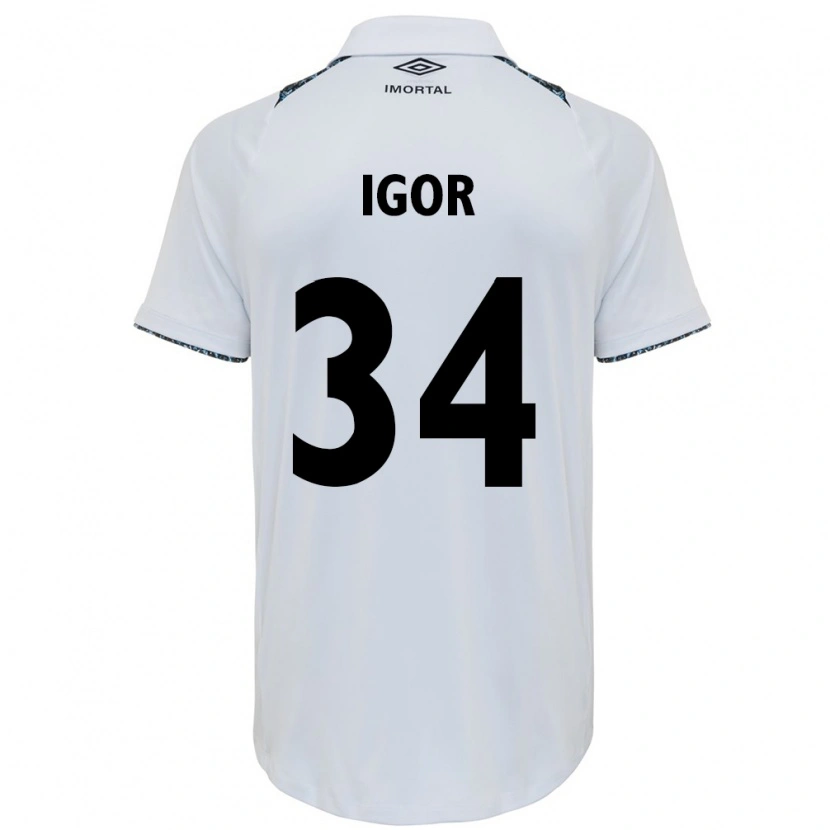 Danxen Mænd Igor Serrote #34 Blå Sort Hvid Udebane Spillertrøjer 2025/26 Trøje T-Shirt