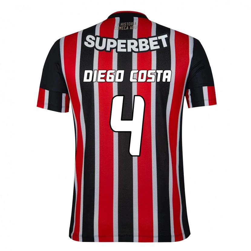 Danxen Mænd Diego Costa #4 Rød Sort Hvid Udebane Spillertrøjer 2025/26 Trøje T-Shirt