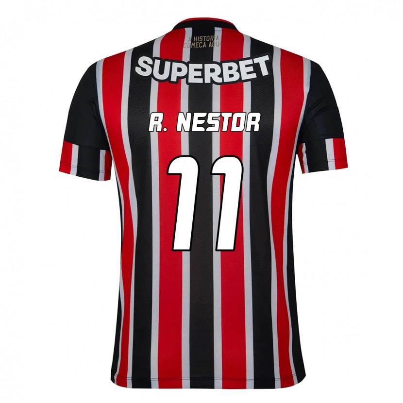 Danxen Mænd Rodrigo Nestor #11 Rød Sort Hvid Udebane Spillertrøjer 2025/26 Trøje T-Shirt