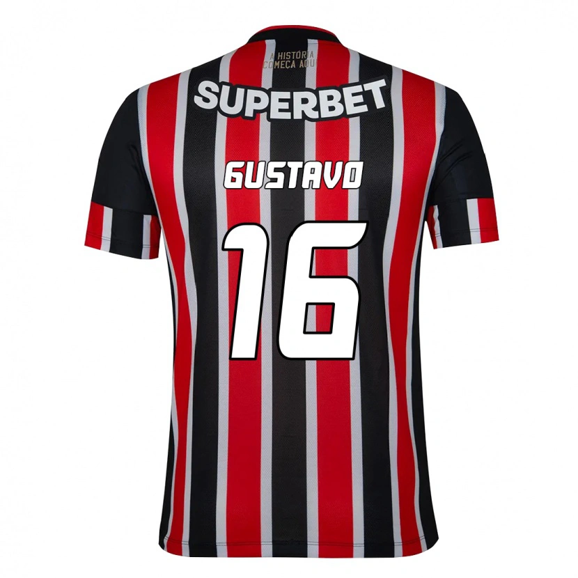 Danxen Mænd Luiz Gustavo #16 Rød Sort Hvid Udebane Spillertrøjer 2025/26 Trøje T-Shirt
