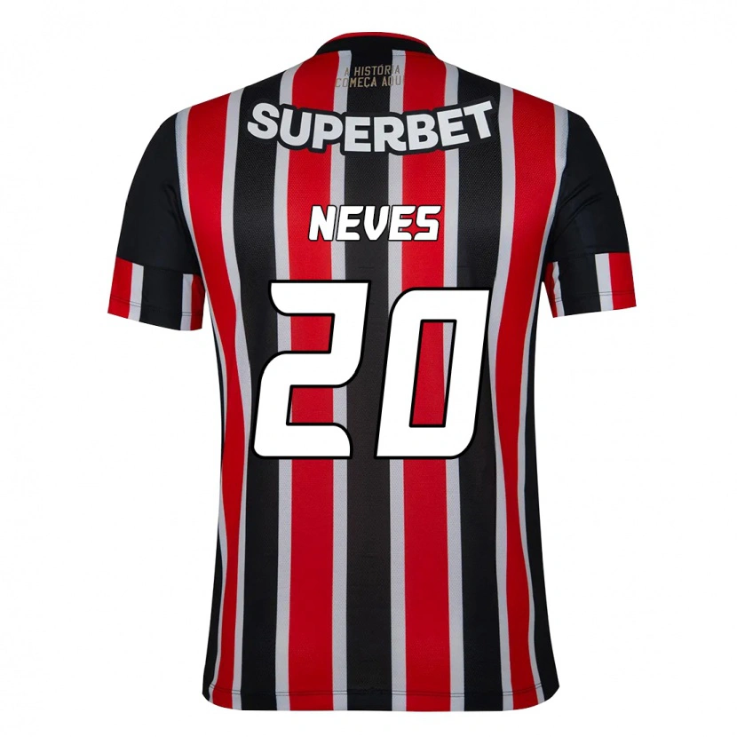 Danxen Mænd Gabriel Neves #20 Rød Sort Hvid Udebane Spillertrøjer 2025/26 Trøje T-Shirt