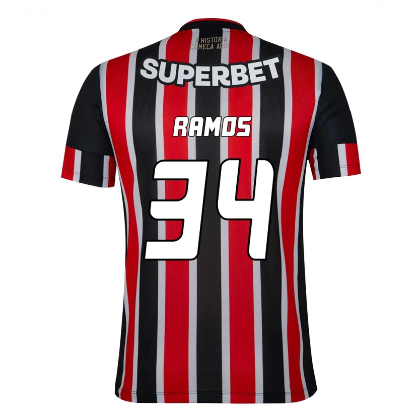 Danxen Mænd Raí Ramos #34 Rød Sort Hvid Udebane Spillertrøjer 2025/26 Trøje T-Shirt