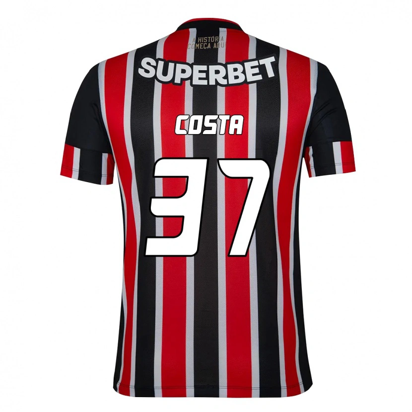 Danxen Mænd Talles Costa #37 Rød Sort Hvid Udebane Spillertrøjer 2025/26 Trøje T-Shirt