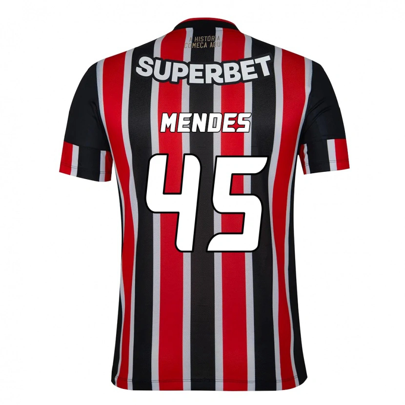 Danxen Mænd Nathan Mendes #45 Rød Sort Hvid Udebane Spillertrøjer 2025/26 Trøje T-Shirt